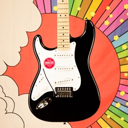 Squier Sonic™ Stratocaster® Left-Handed, Maple Fingerboard, White Pickguard, Black 0373162506