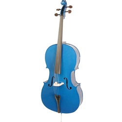 Stentor Harlequin 4/4 Cello, Blue, Carry Bag, Bow 1490ABU