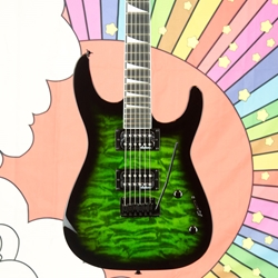 Jackson JS Series Dinky® JS20 DKQ 2PT, Amaranth Fingerboard, Transparent Green Burst 2910211587