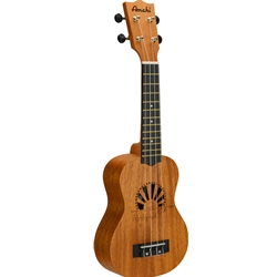 Amahi Mahogany, Hippo & Sunset Etched Sound Hole Design, Soprano Ukulele UK135S