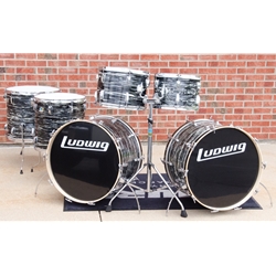Early 70's Ludwig Double Bass Set - Black Oyster Pearl, 3ply Granitone 22" 22" 13" 14" 16" 18", B/O Badge ISS28870