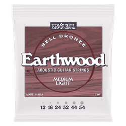 Ernie Ball Medium Light Earthwood Bell Bronze Acoustic Guitar Strings 12-54 P02346