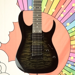 Used Ibanez GRG7221QA 7-String Electric Guitar - Trans Black Quilt ISS28951