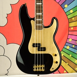 2022 Squier 40th Anniversary Precision Bass Gold Edition - Black w/ Gold Anodized Pickguard - Upgraded Pickup ISS28946