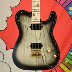 Used Schecter Meegs PT EX Baritone Guitar, Satin Charcoal Burst, Hard Case, PLEKED ISS29504
