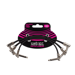 Ernie Ball FLAT RIBBON PATCH CABLE 6IN - BLACK - 3 PACK P06221