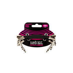 Ernie Ball FLAT RIBBON PATCH CABLE 3IN - BLACK - 3 PACK P06220