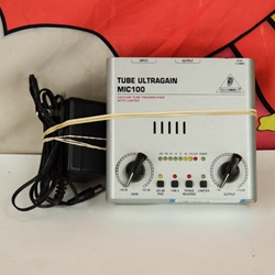 Used Behringer Tube Ultragain MIC100 Vacuum Tube Preamp with Limiter, Power Supply ISS30716