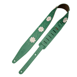 Levys Levy's 2.5" Daisy Chain Green Leather Strap with Flower Appliques MG317IB-001
