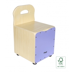 Stagg Basswood kid's cajón with EasyGo backrest, purple front board CAJ-KID-PP