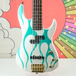 Used Samick 5 String Bass Guitar - Made in Korea, Aqua Flame ISS31033