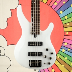Used Yamaha TRBX505 5 String Bass Guitar, White ISS30903