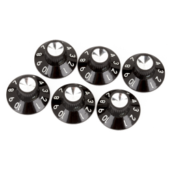 Fender Pure Vintage Black/Silver Skirted Amplifier Knobs Six-Pack 099-0930-000